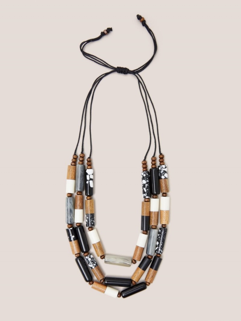 White Stuff Marilla Multi Row Necklace Black Multi | 492085TLJ