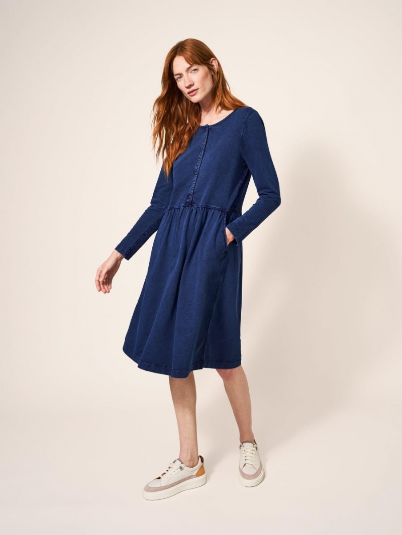 White Stuff Marsia Denim Jersey Dress Mid Denim | 714903OLI