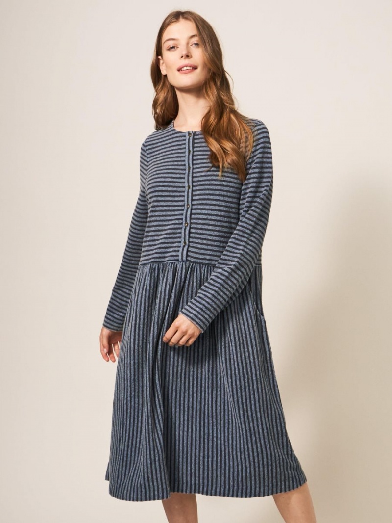 White Stuff Marsia Stripe Jersey Dress Navy Multi | 752631HSK