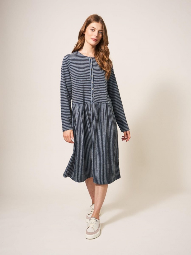 White Stuff Marsia Stripe Jersey Dress Navy Multi | 752631HSK