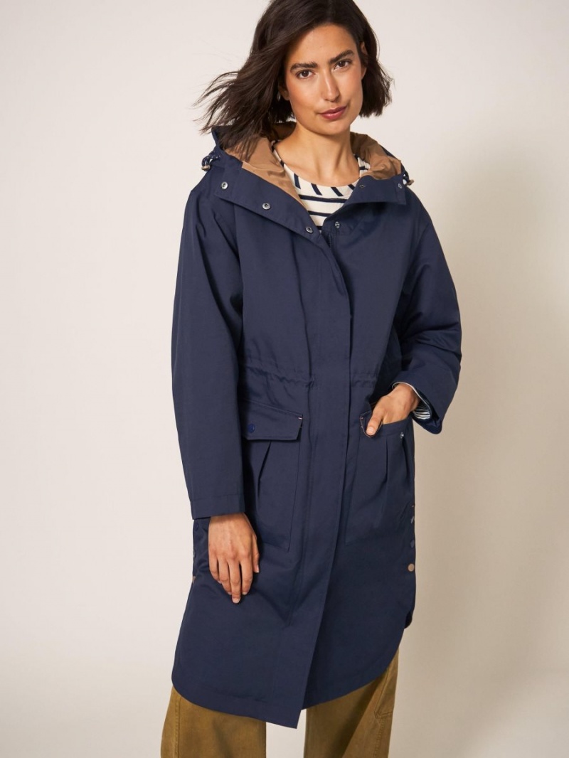 White Stuff Millie Waterproof Coat Navy Multi | 748095OFU