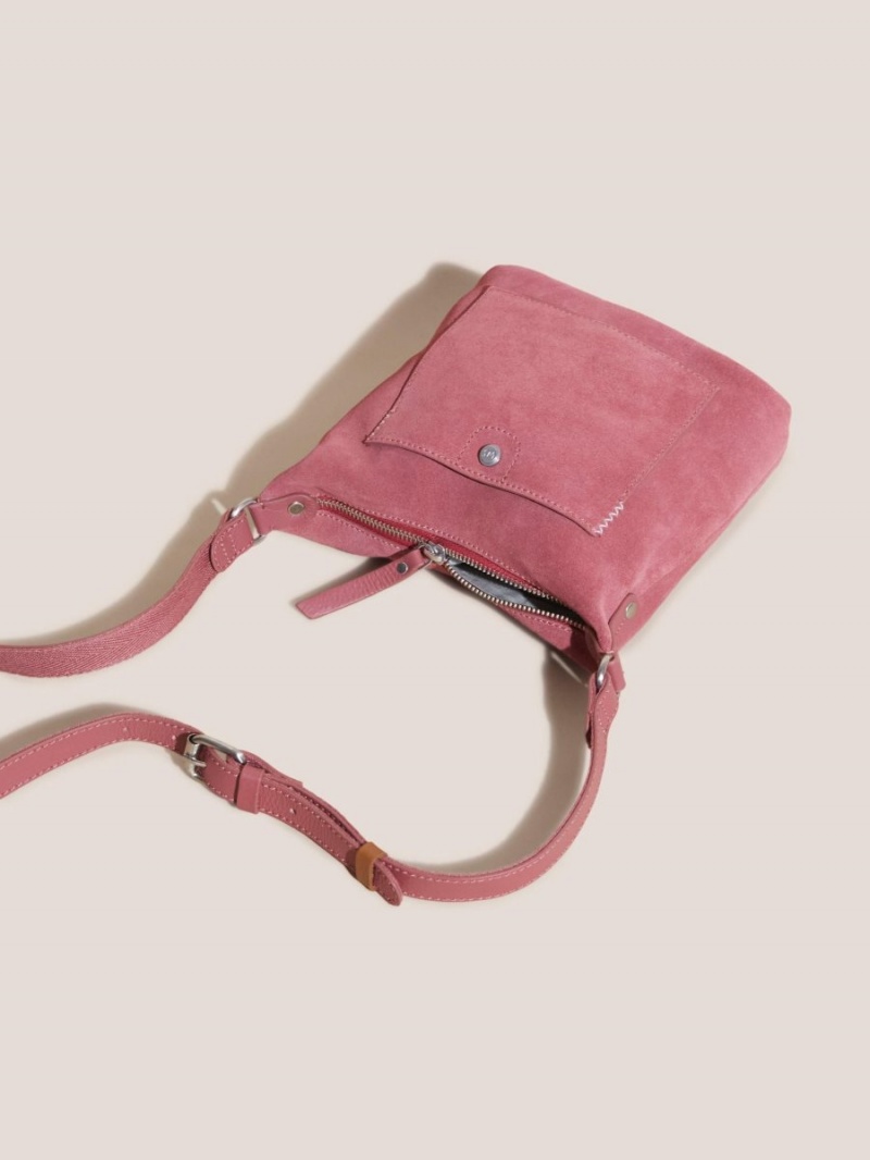 White Stuff Mini Fern Suede Crossbody Mid Pink | 267835UVF