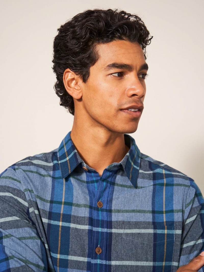 White Stuff Moxley Brushed Check Shirt Mid Blue | 574261USI