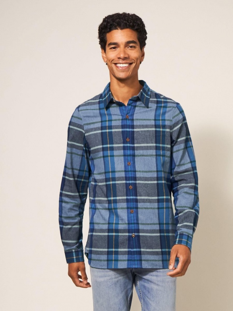 White Stuff Moxley Brushed Check Shirt Mid Blue | 574261USI