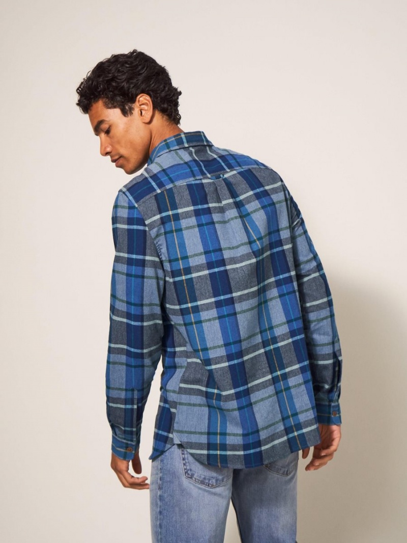 White Stuff Moxley Brushed Check Shirt Mid Blue | 574261USI