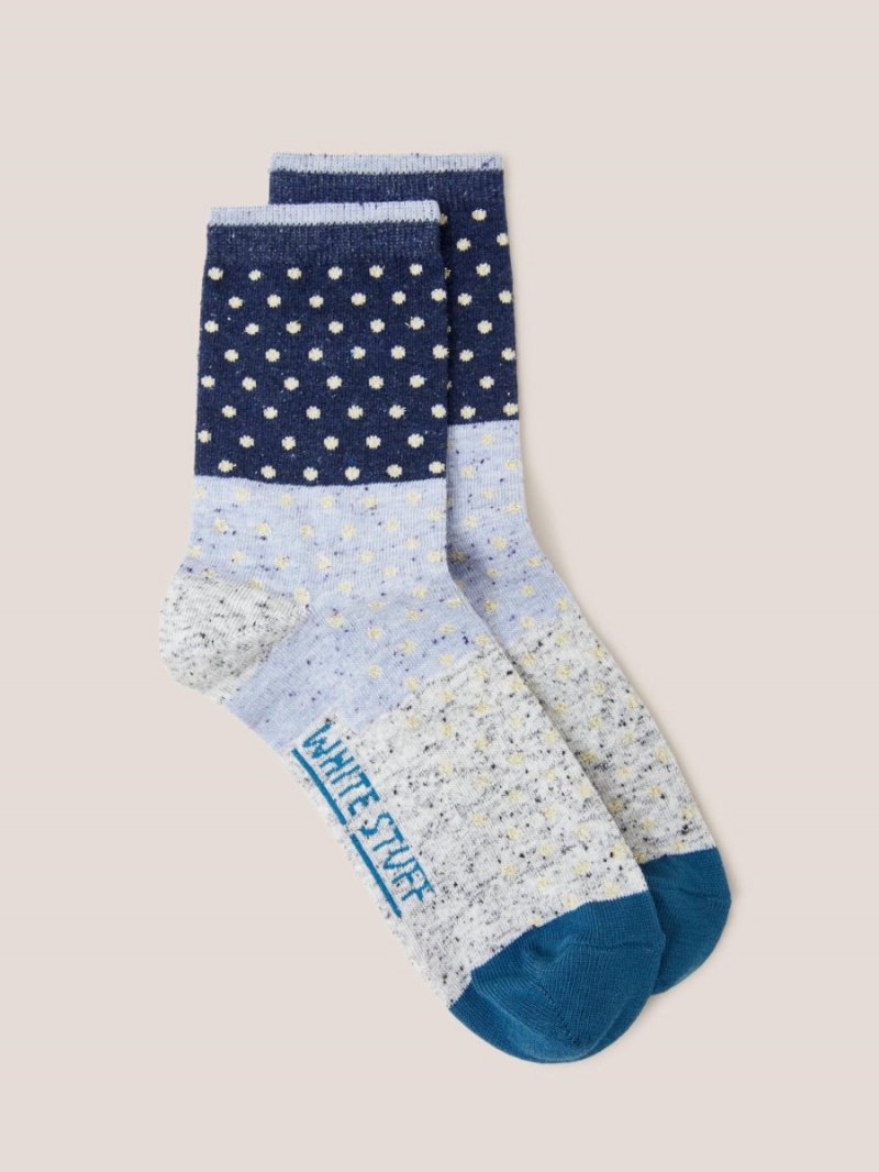 White Stuff Nep Sparkle Ankle Socks Blue Multi | 147283ZMS