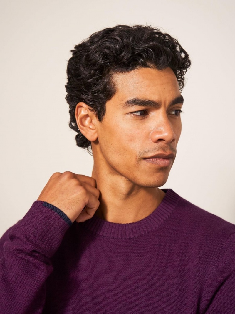 White Stuff Newport Crew Neck Jumper Mid Plum | 059263VMB