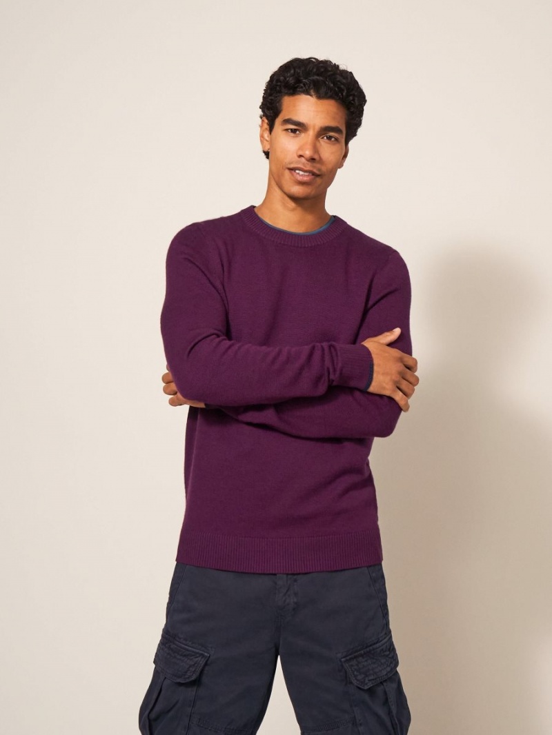 White Stuff Newport Crew Neck Jumper Mid Plum | 059263VMB