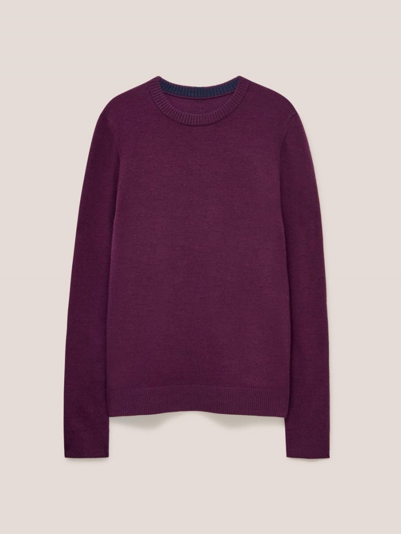 White Stuff Newport Crew Neck Jumper Mid Plum | 059263VMB