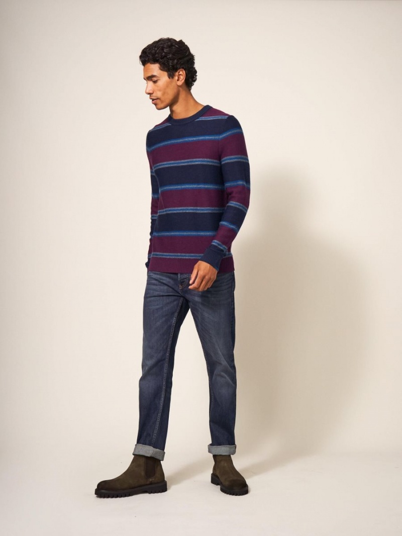 White Stuff Newport Merino Stripe Crew Navy Multi | 247061ODA