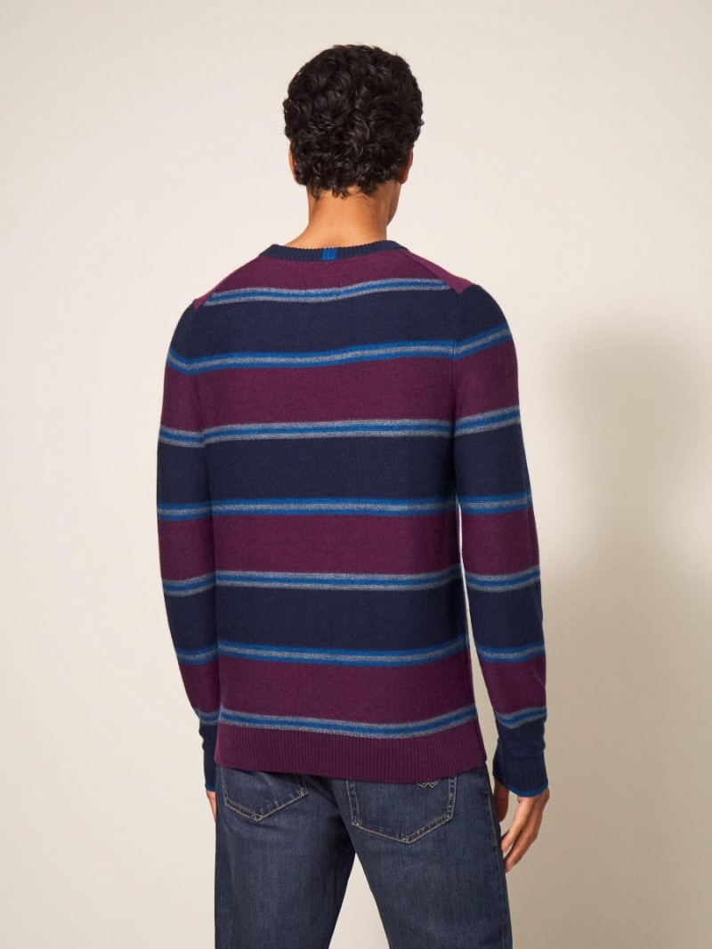 White Stuff Newport Merino Stripe Crew Navy Multi | 247061ODA