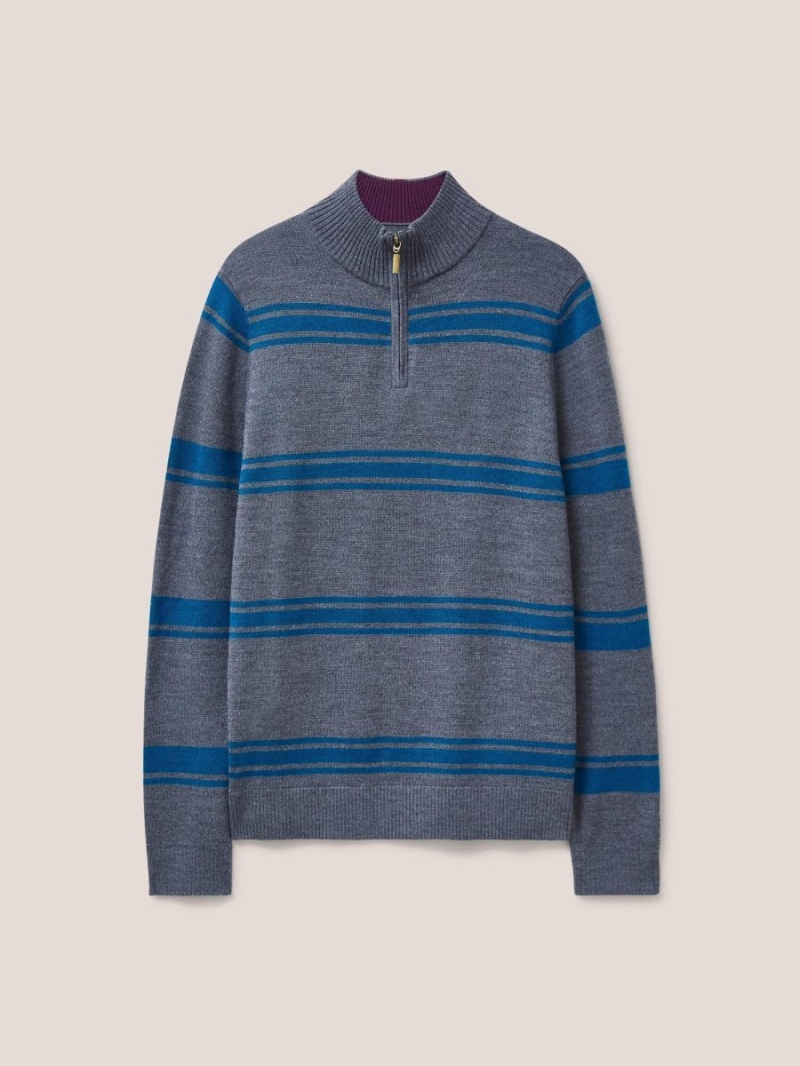 White Stuff Newport Merino Stripe Funnel Charcoal Grey | 769843NEK