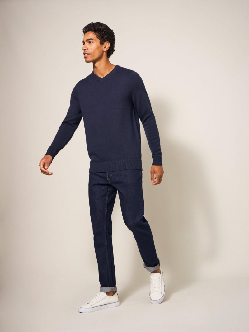 White Stuff Newport Merino Vee Neck Dark Navy | 734859PZW