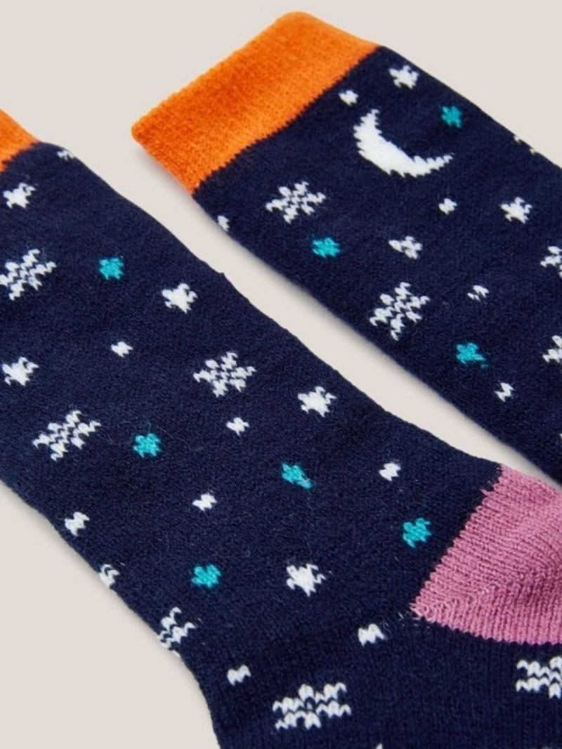 White Stuff Night Owl Cabin Socks Navy Multi | 416398JXA