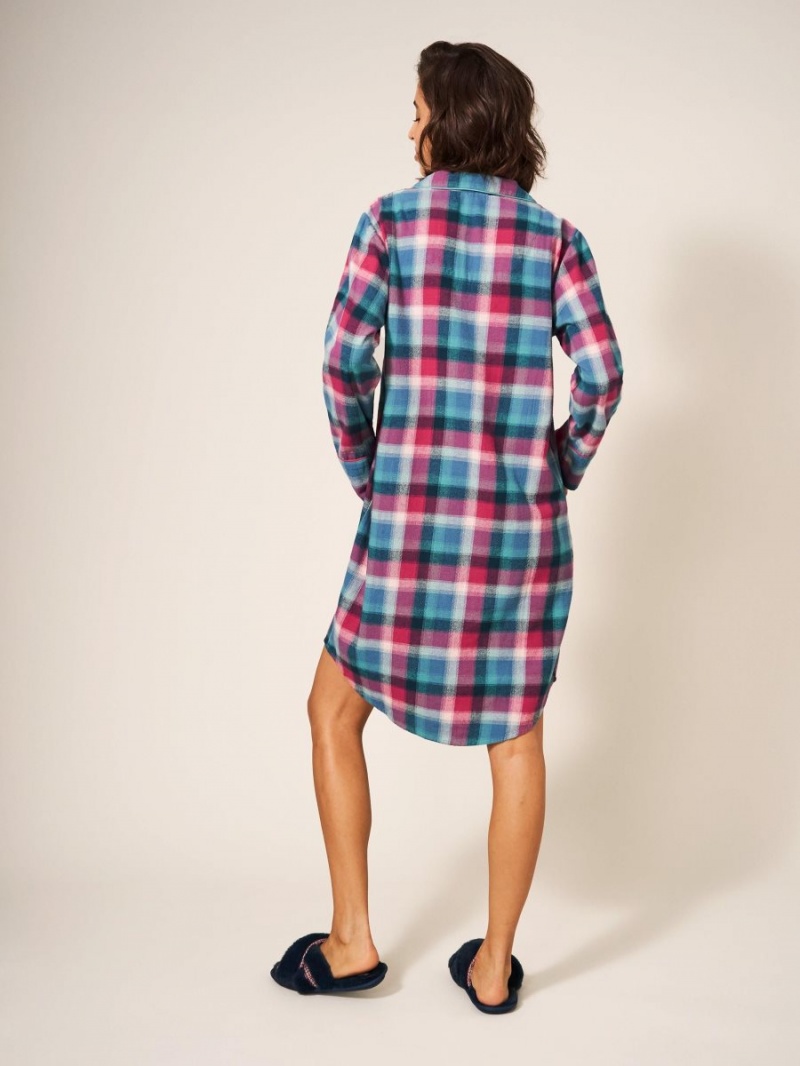 White Stuff Nina Organic Check Nightie Teal Multi | 352417OFM