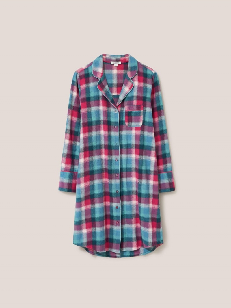 White Stuff Nina Organic Check Nightie Teal Multi | 352417OFM