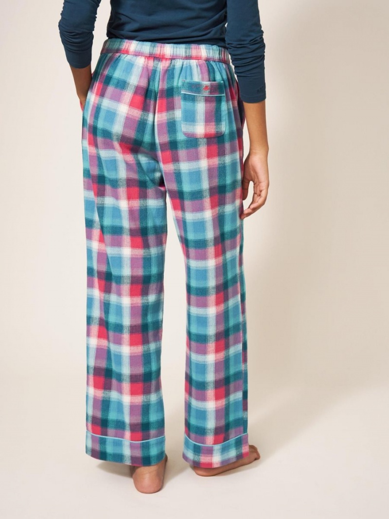 White Stuff Nina Organic Check Pj Bottom Teal Multi | 435902ORC