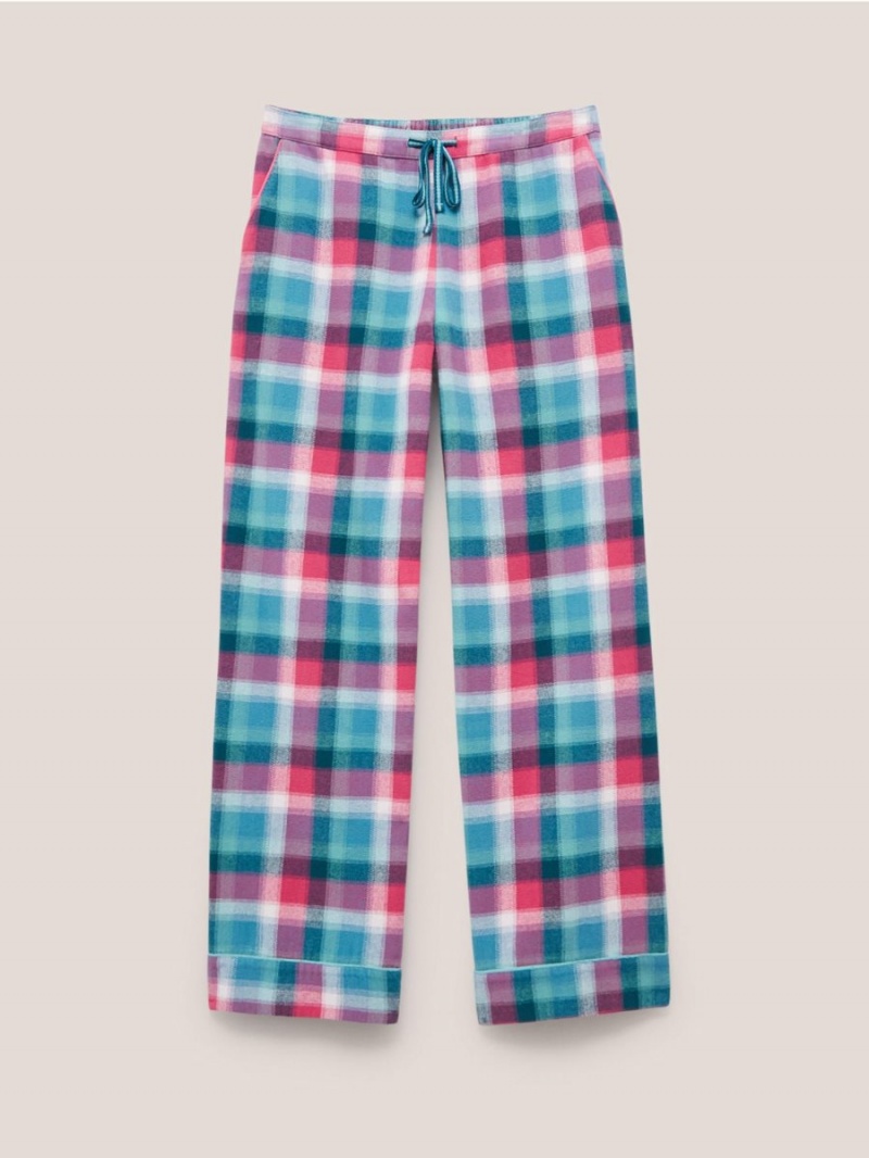 White Stuff Nina Organic Check Pj Bottom Teal Multi | 435902ORC