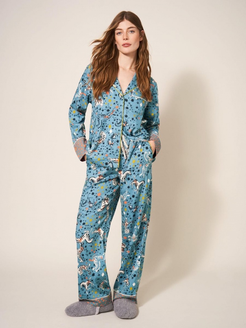 White Stuff Nina Organic Pj Bottom Blue Multi | 039854OXT