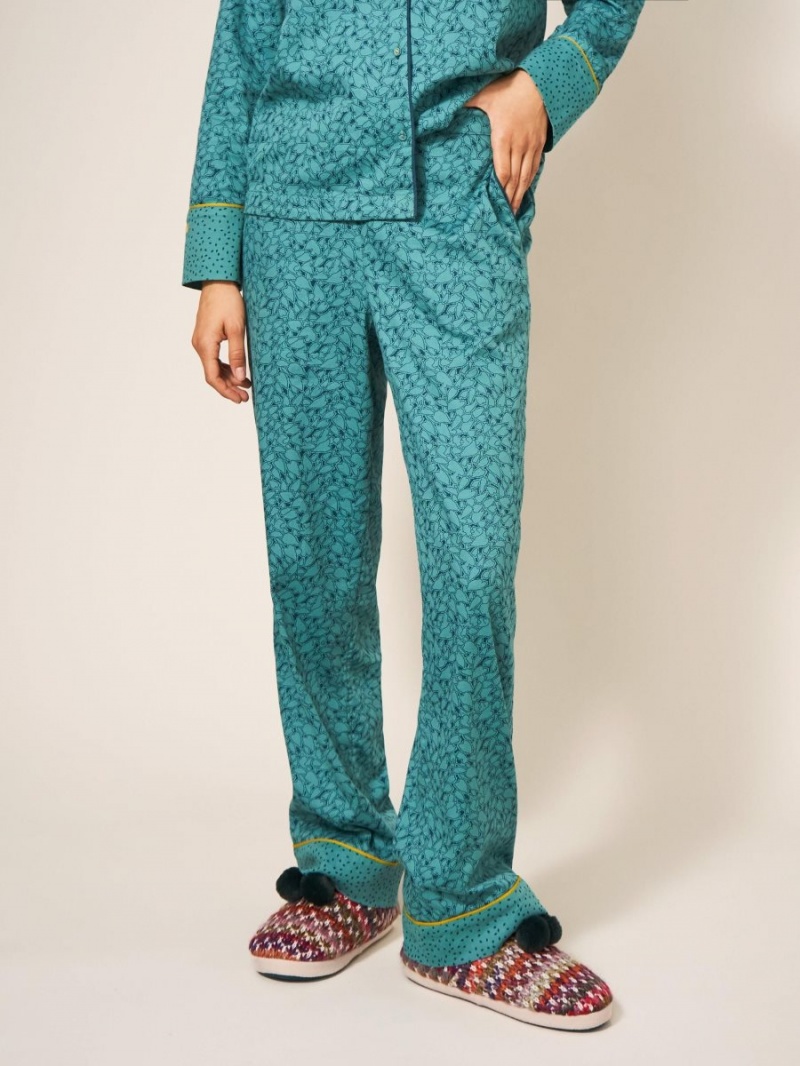 White Stuff Nina Organic Pj Bottom Teal Multi | 853904YXH