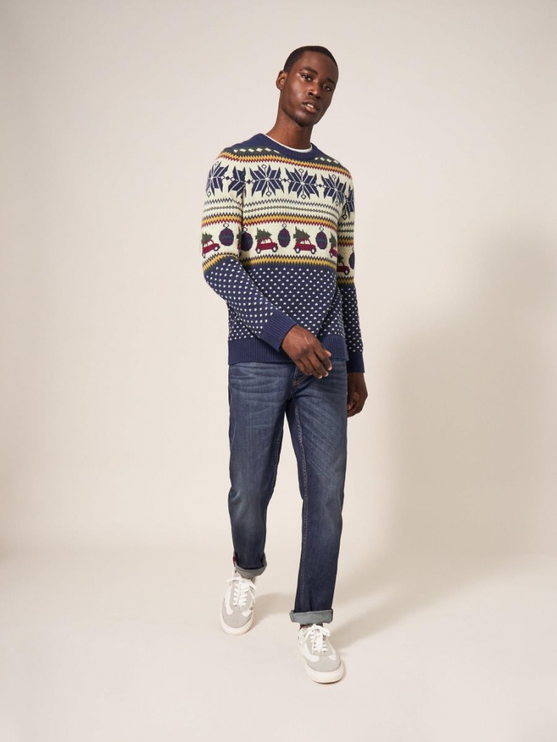 White Stuff Novelty Fairisle Crew Navy Multi | 683571LBV