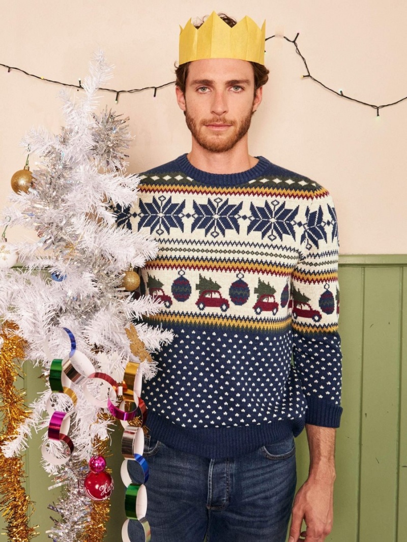 White Stuff Novelty Fairisle Crew Navy Multi | 683571LBV