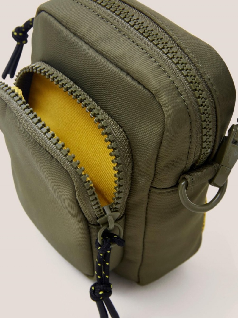 White Stuff Nylon Crossbody Phone Bag Khaki Green | 849253YBS