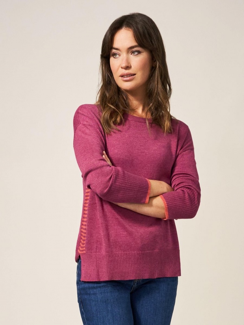 White Stuff Olive Crew Neck Jumper Bright Pink | 720613NCS