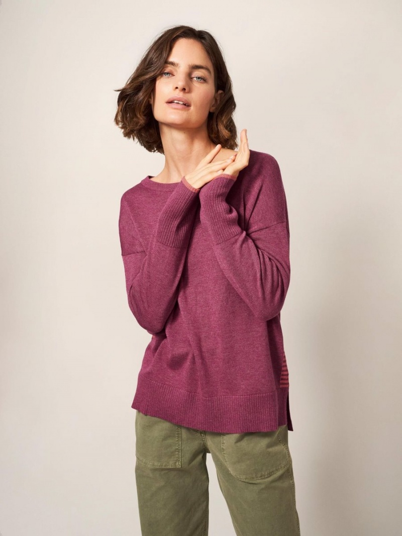 White Stuff Olive Crew Neck Jumper Bright Pink | 720613NCS