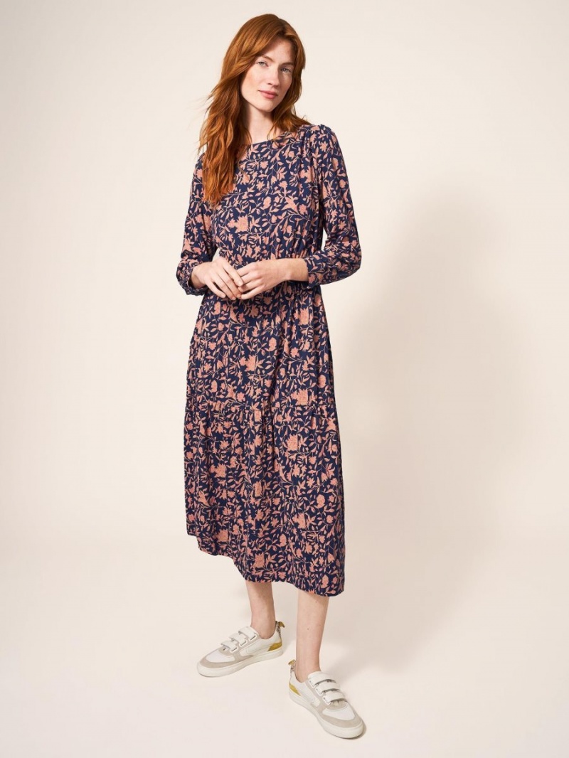 White Stuff Olive Jersey Dress Navy Print | 473185WXT