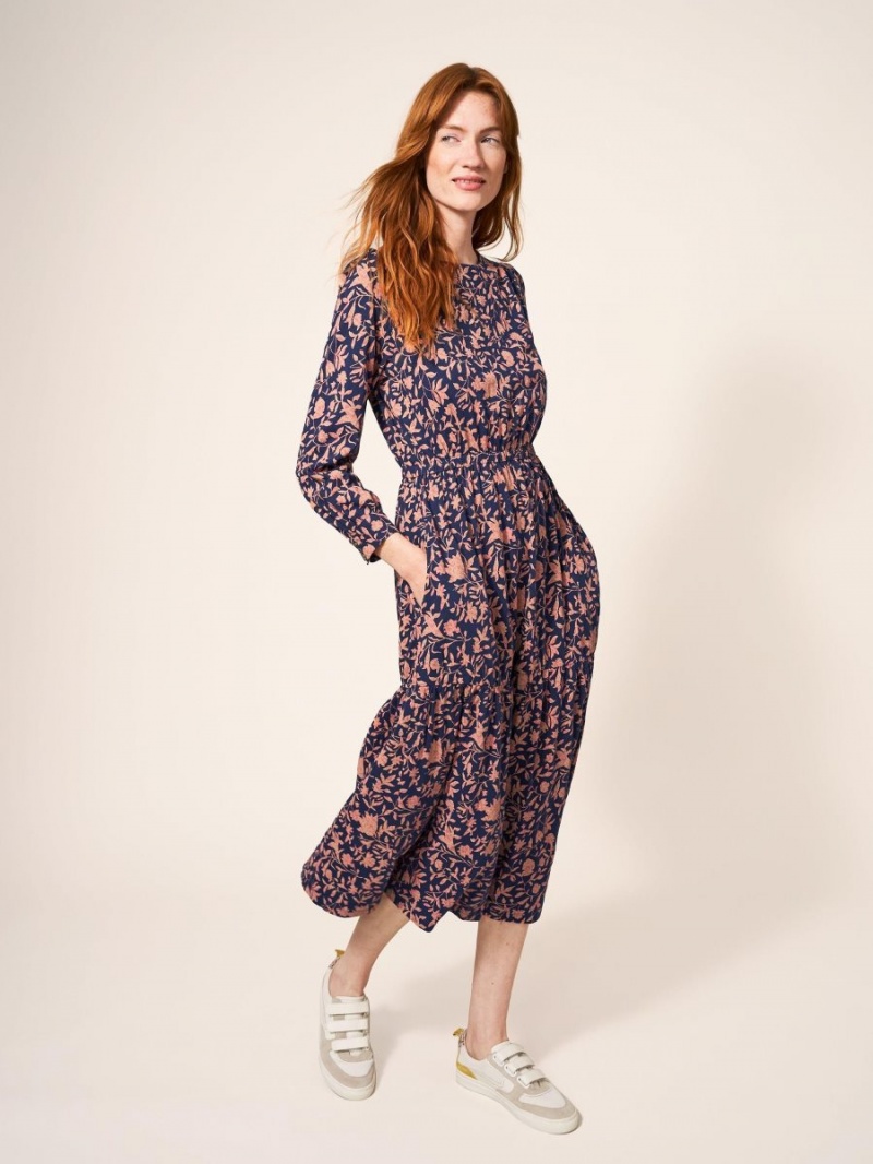 White Stuff Olive Jersey Dress Navy Print | 473185WXT