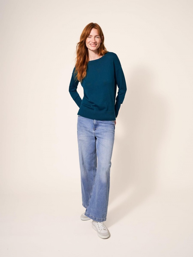 White Stuff Olive Knitted Jumper Dk Teal | 519268MDS