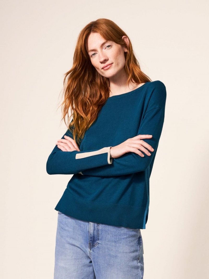 White Stuff Olive Knitted Jumper Dk Teal | 519268MDS