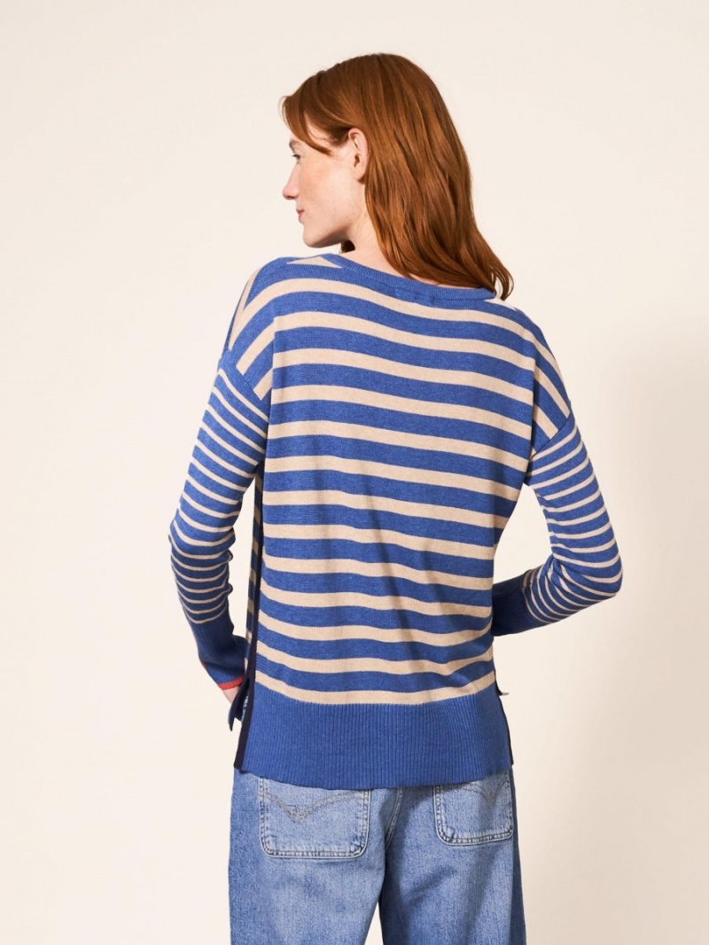 White Stuff Olive Stripe Jumper Blue Multi | 574832KPG