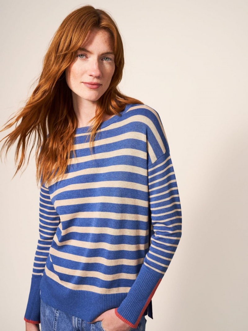 White Stuff Olive Stripe Jumper Blue Multi | 574832KPG