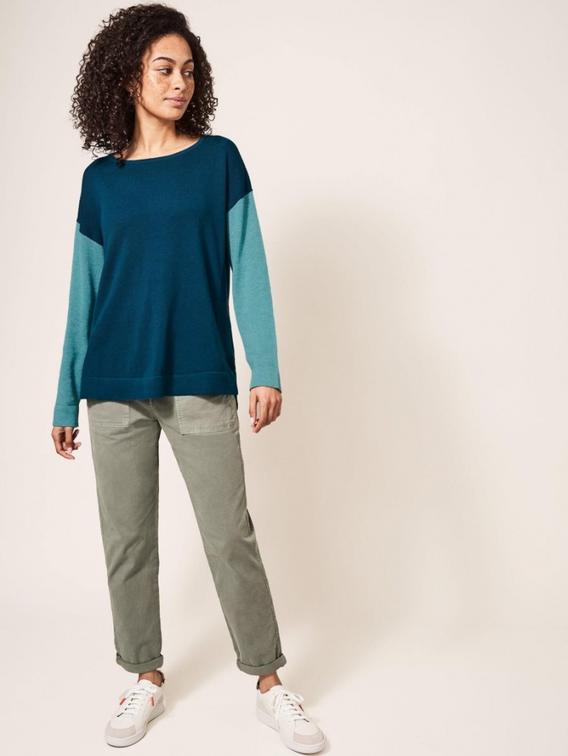 White Stuff Olivia Crew Neck Jumper Dk Teal | 862047GQZ