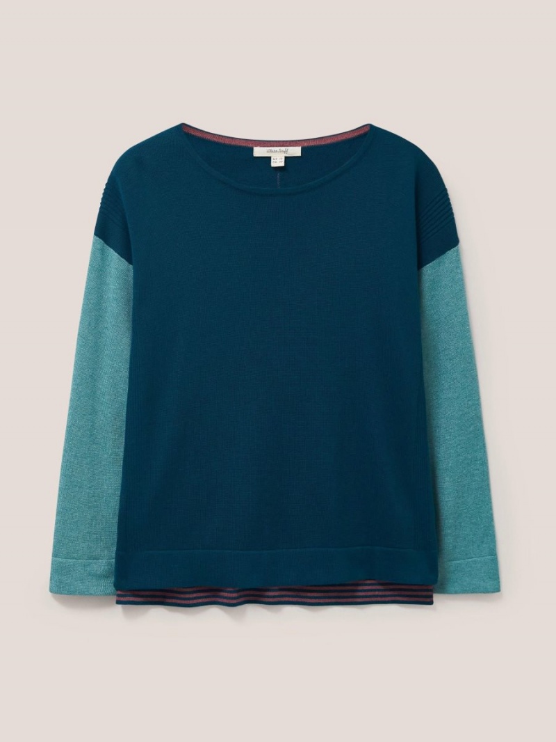 White Stuff Olivia Crew Neck Jumper Dk Teal | 862047GQZ