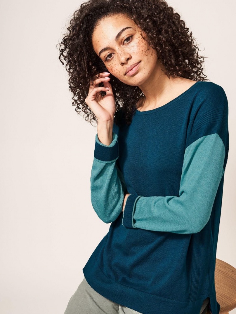 White Stuff Olivia Crew Neck Jumper Dk Teal | 862047GQZ