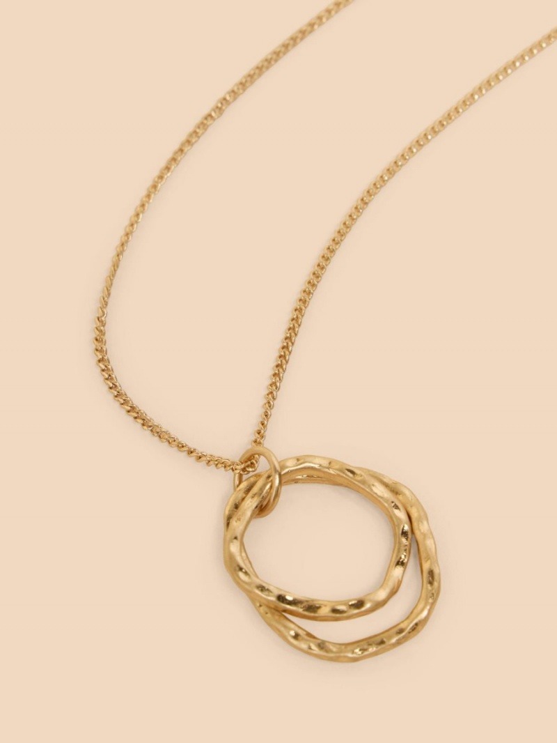 White Stuff Oval Pendant Necklace Gold Tone Metallic | 079481MJL