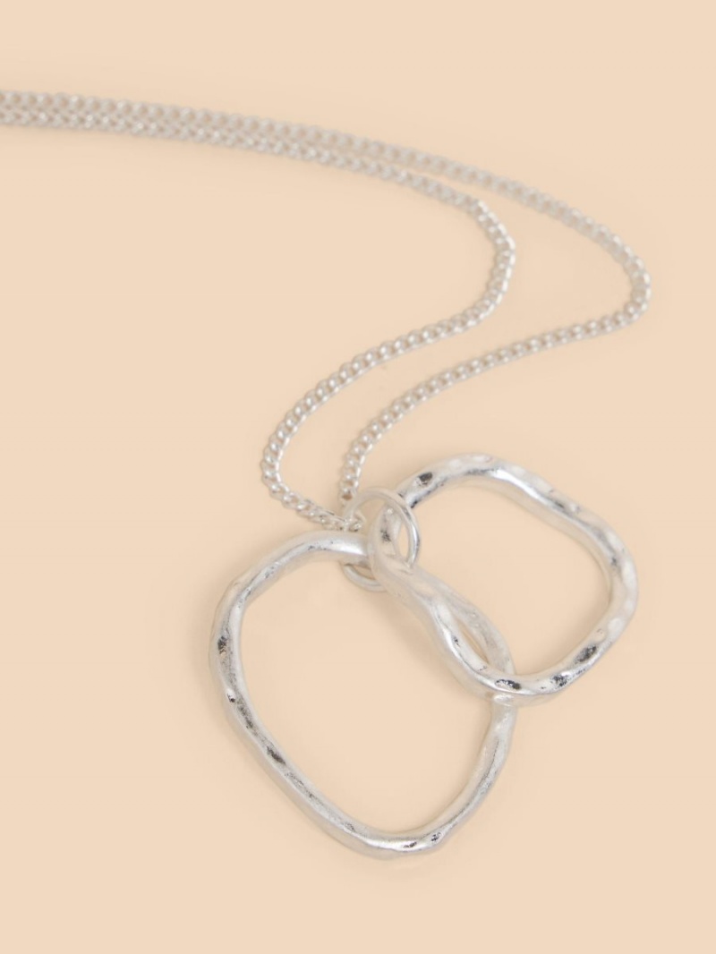 White Stuff Oval Pendant Necklace Silver Tone Metallic | 710653WNQ