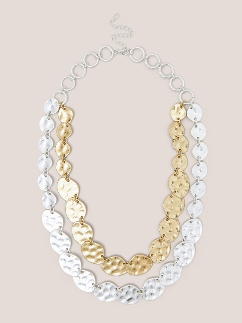 White Stuff Pansy Hammered Mix Necklace Mixed Metallic | 290345CBX