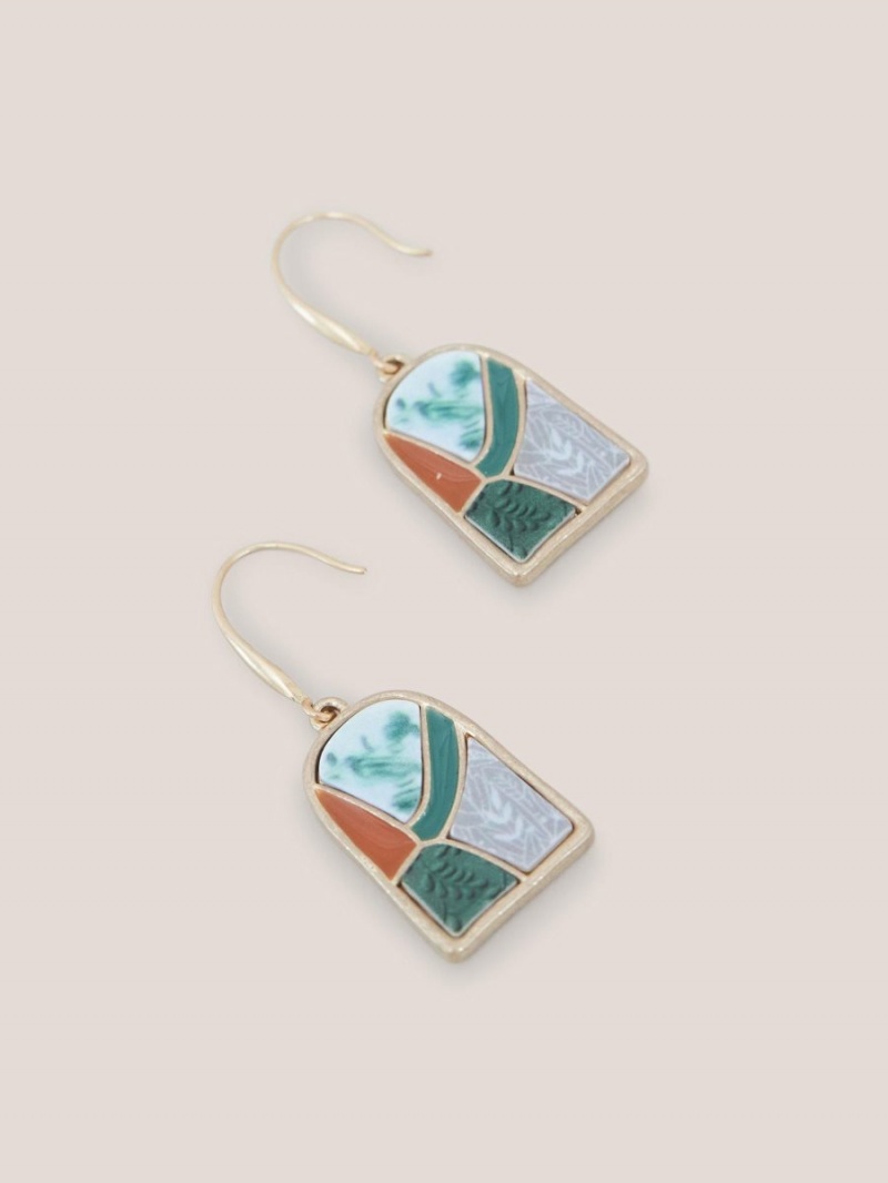 White Stuff Pebble Mosaic Tile Earrings Green Multi | 356079GHR