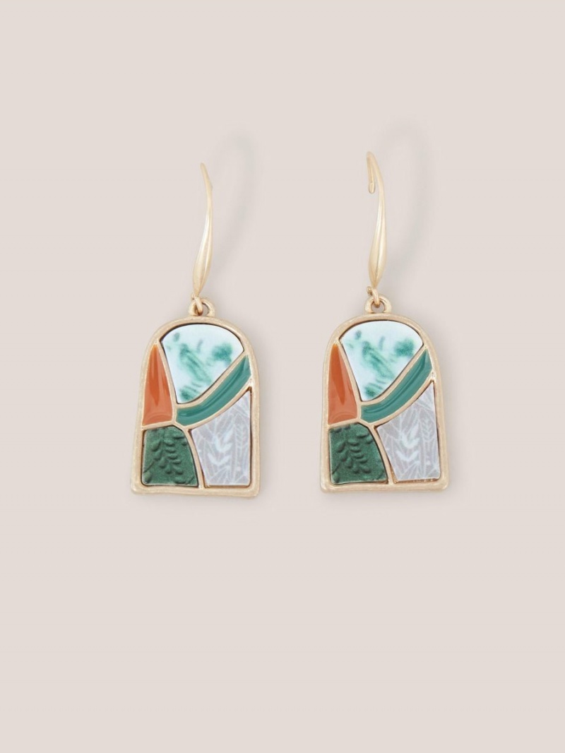 White Stuff Pebble Mosaic Tile Earrings Green Multi | 356079GHR