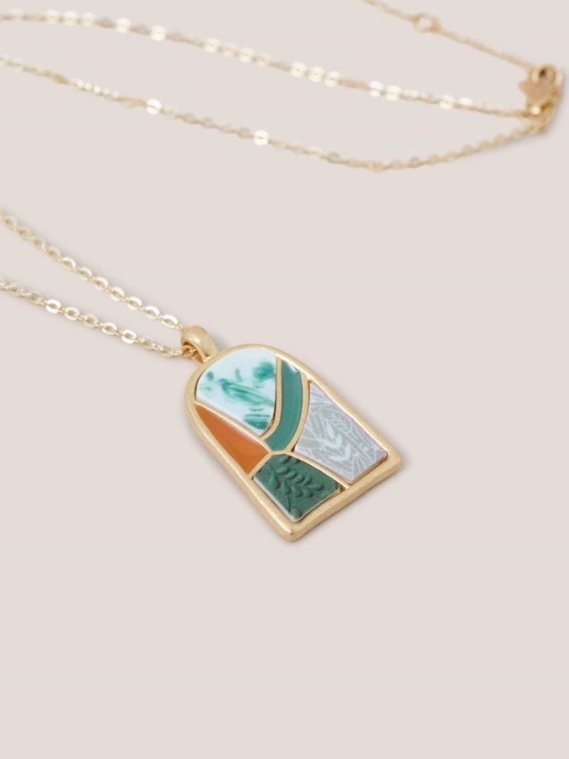 White Stuff Pebble Mosaic Tile Necklace Green Multi | 984127HBV