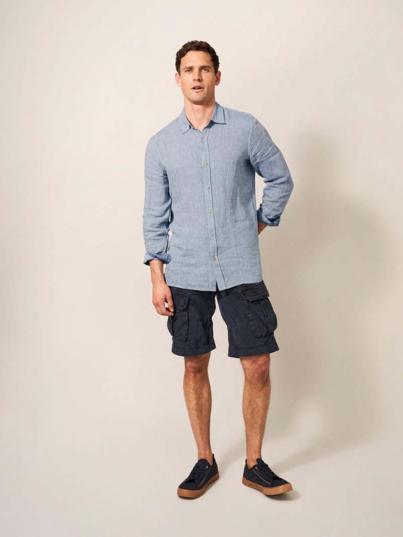 White Stuff Pembroke Ls Linen Shirt Chambray Blue | 346509JMF