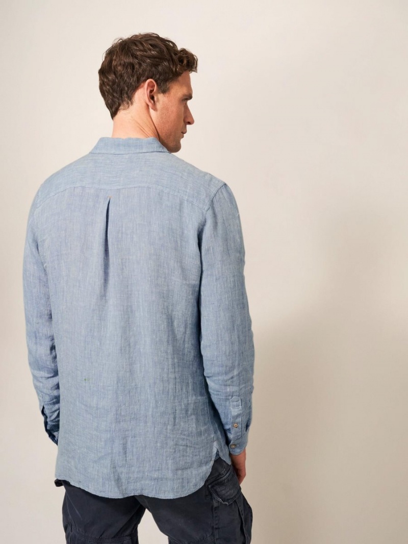 White Stuff Pembroke Ls Linen Shirt Chambray Blue | 346509JMF