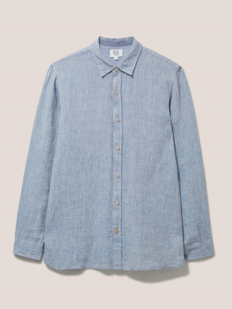 White Stuff Pembroke Ls Linen Shirt Chambray Blue | 346509JMF