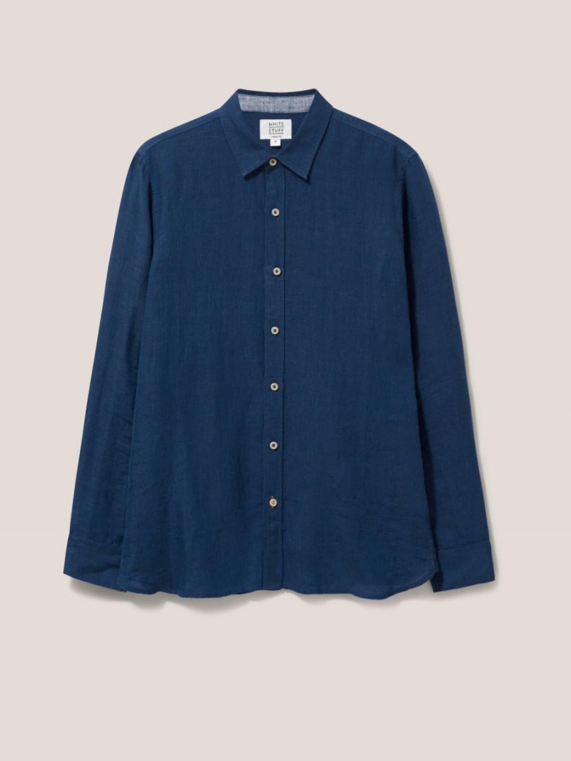 White Stuff Pembroke Ls Linen Shirt Dark Navy | 532104EXW