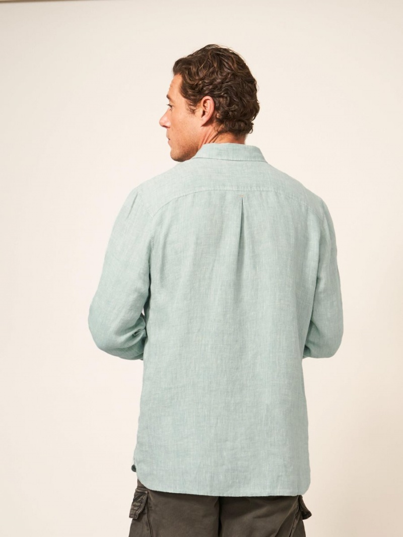 White Stuff Pembroke Ls Linen Shirt Mint Green | 436207EYO