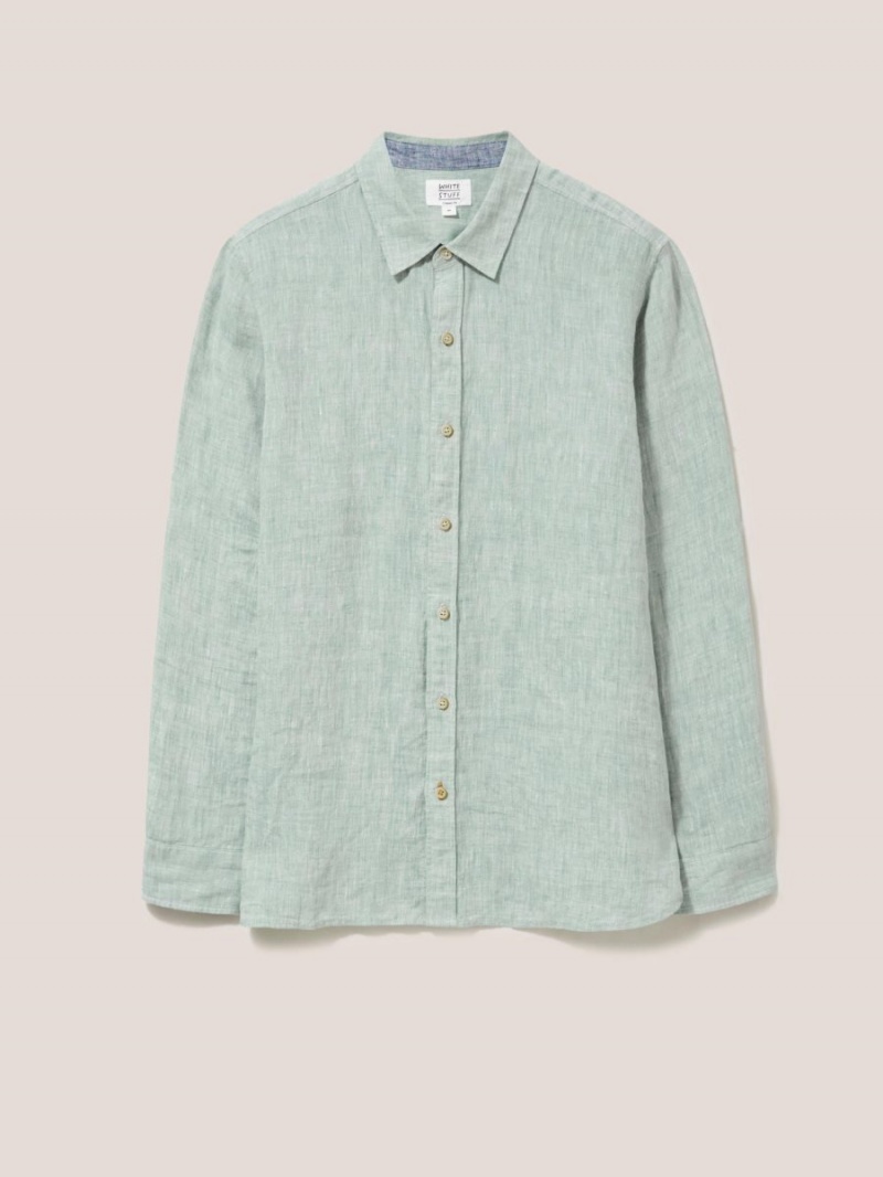 White Stuff Pembroke Ls Linen Shirt Mint Green | 436207EYO